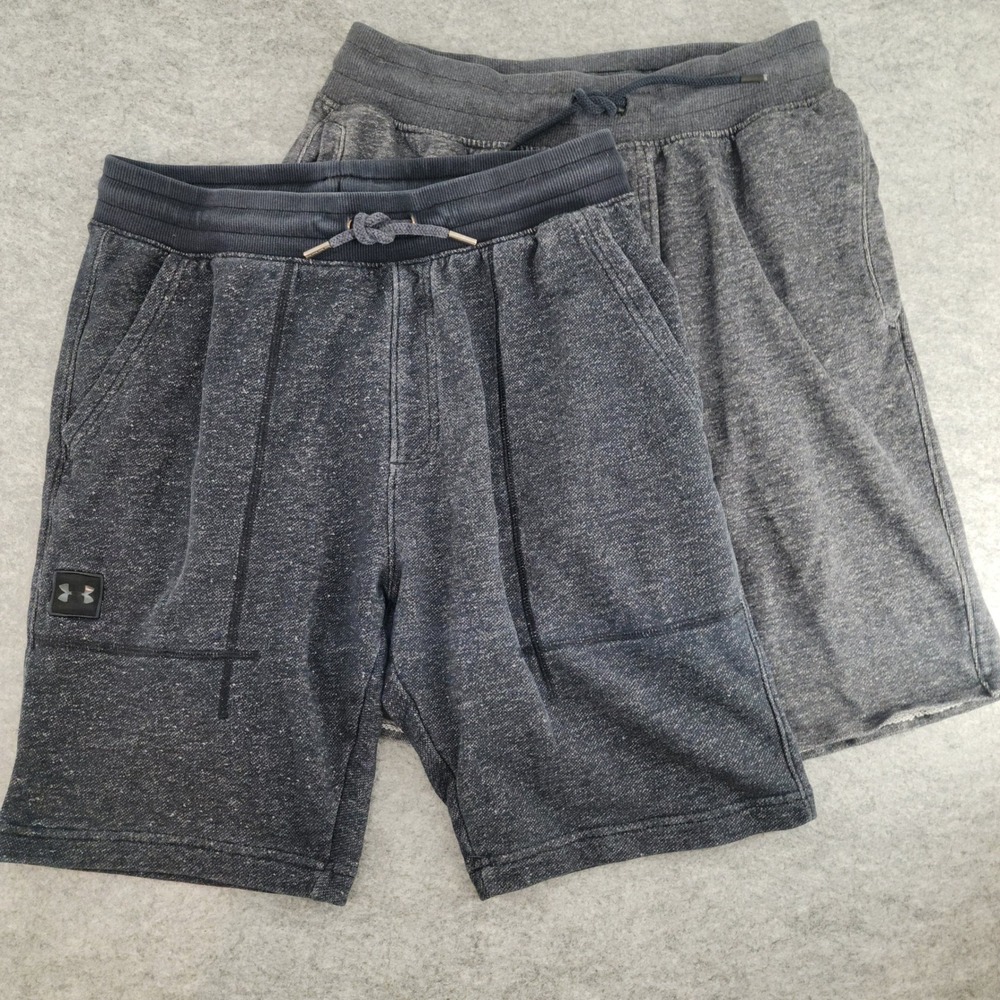 Under Armour Mens Large Gray HeatGear Fleece Cotton Athletic Gym Shorts 2 Pack